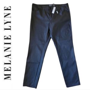 SZ18 NWT Melanie Lyne Waxed stretchy pant Dark Brown Shiny